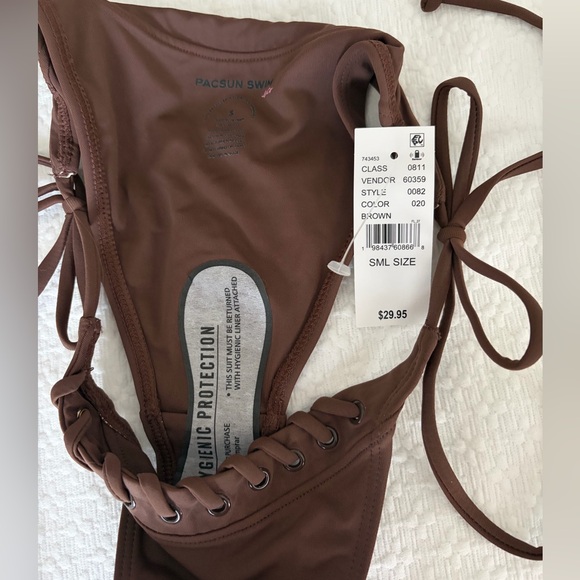 PacSun Chocolate Ruffle Bikini Set - Picture 2 of 5